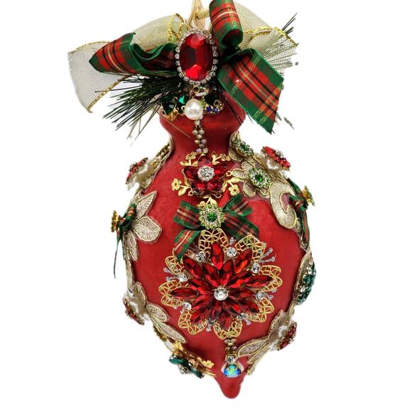 Mark Roberts Christmas 2024 King's Jewel Fancy Finial Ornament 8" Red Frosted - Picture 6 of 16